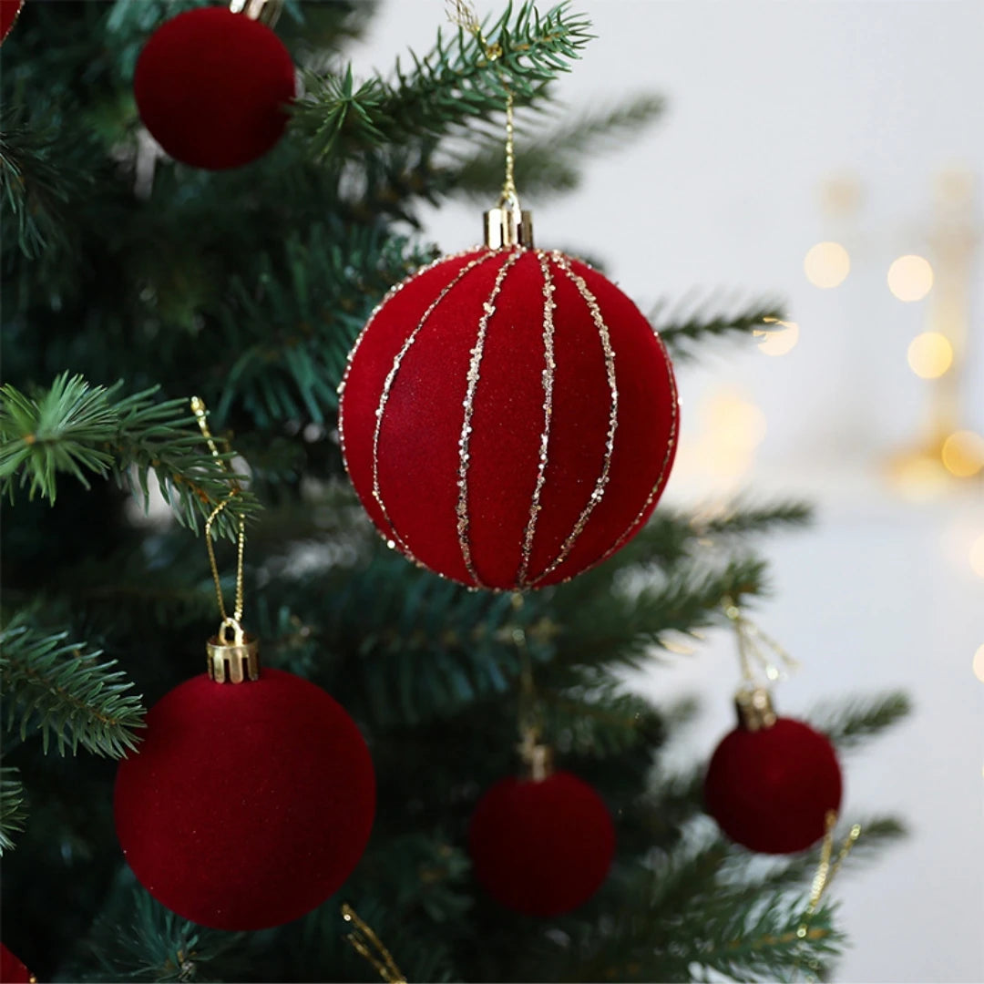 36-Pack Burgundy Velvet Christmas Ball Ornaments | Tree Baubles