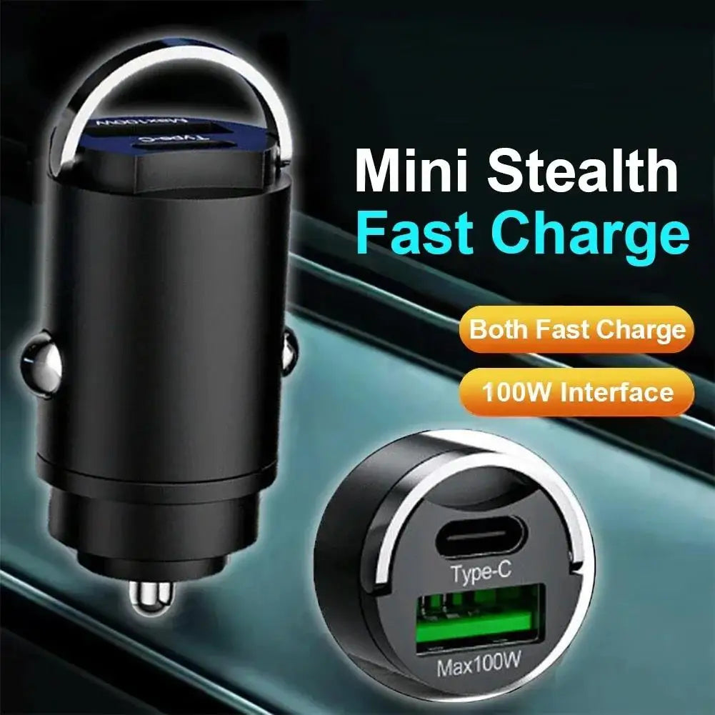 100W Car Charger USB C Dual Port Fast Charging Iphone Samsung Huawei