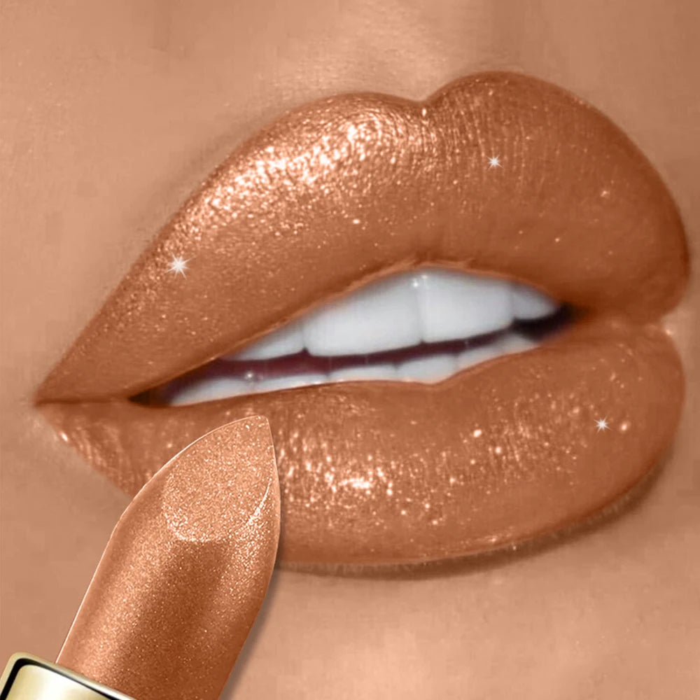 Pearly Glitter Velvet Lipstick,Metallic,Waterproof,Long-lasting,Shimmer,Diamond Lipstick,Glitter Lip Gloss, Lip Cosmetic Makeup Zpaxo 08