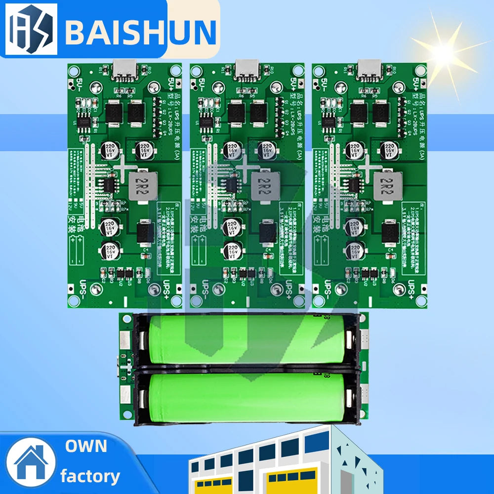Type-C 15W 3A Fast Charger Module for 18650 Li-ion Batteries, DC-DC Step-Up Boost Converter with 5V/9V/12V Output Zpaxo