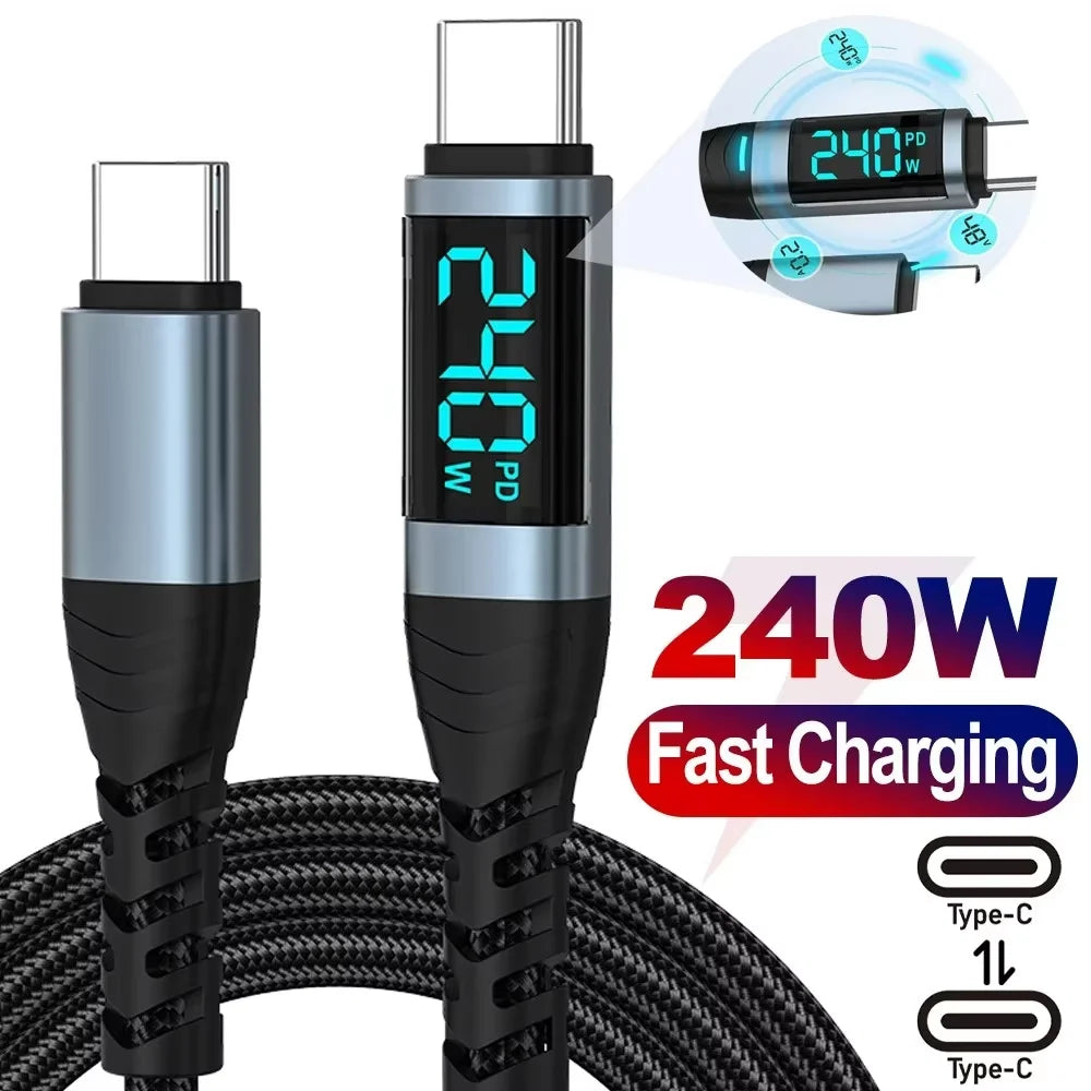 USB-C to USB-C Cable 240W 6A Fast Charging & 480Mbps Data USB-C Charging Cable Zpaxo