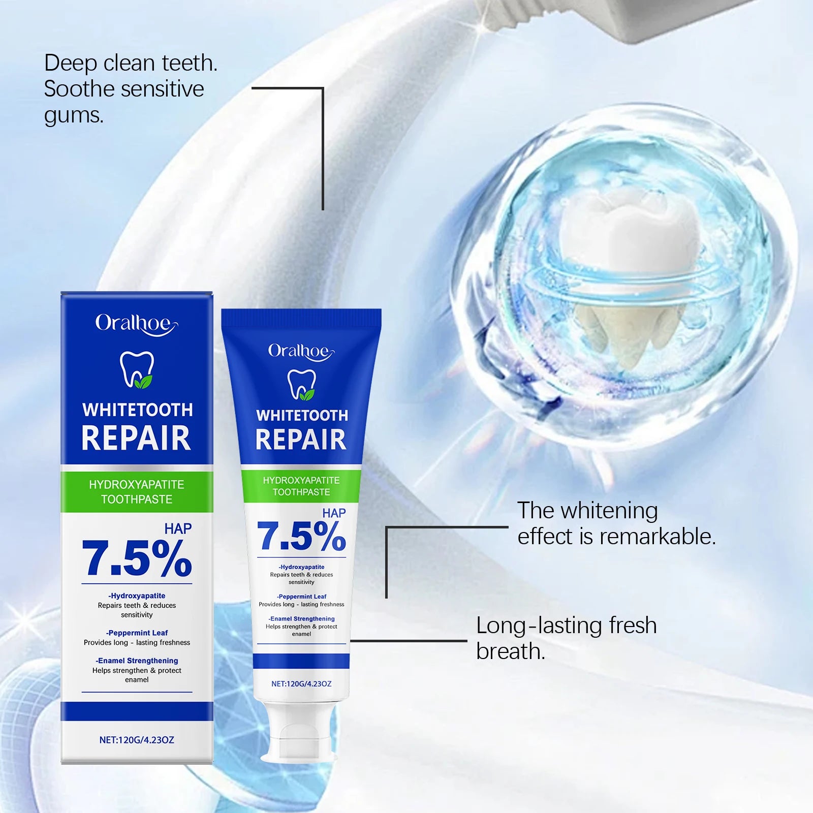 Repair Hydroxyapatite Toothpaste Remove Bad Breath Plaque Stain Deep Cleaning Stains Brightening Teeth Toothpaste Zpaxo