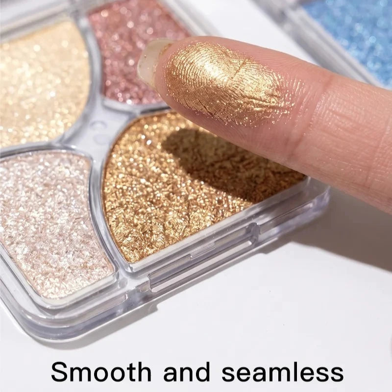 4-Color Face Highlighter Palette Natural Glow High Gloss Glitter Shimmer Baked Powder Long Lasting Contour Highlighter Makeup Zpaxo