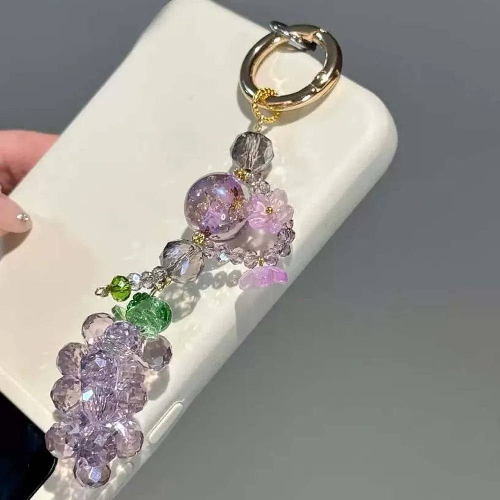 Creative Elegant Grape Cluster Pendant Green Alloy Crystal Phone Zpaxo