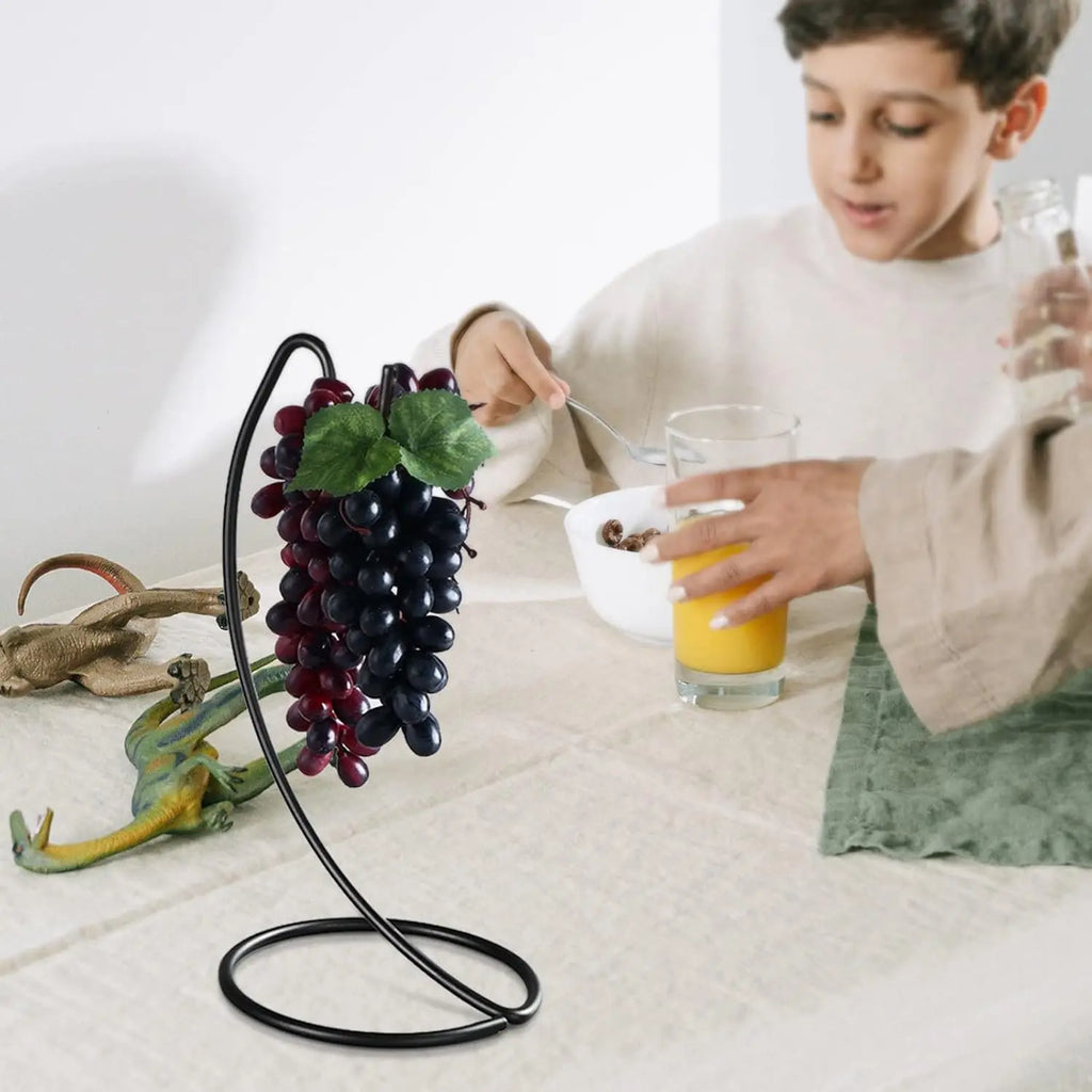 Steel Banana Holder – Modern Fruit Hanger Rack with Hooks (Black)