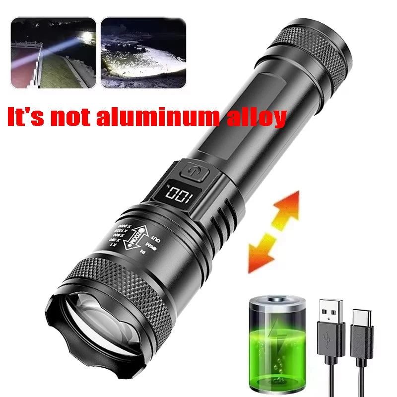 KDULIT T6 LED Rechargeable Tactical Flashlight – Zoomable