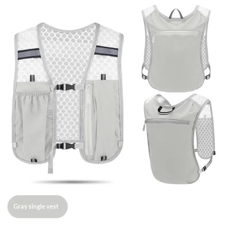 Running Water Bottle Storage Vest Men Women Lightweight Reflective Zpaxo Gray