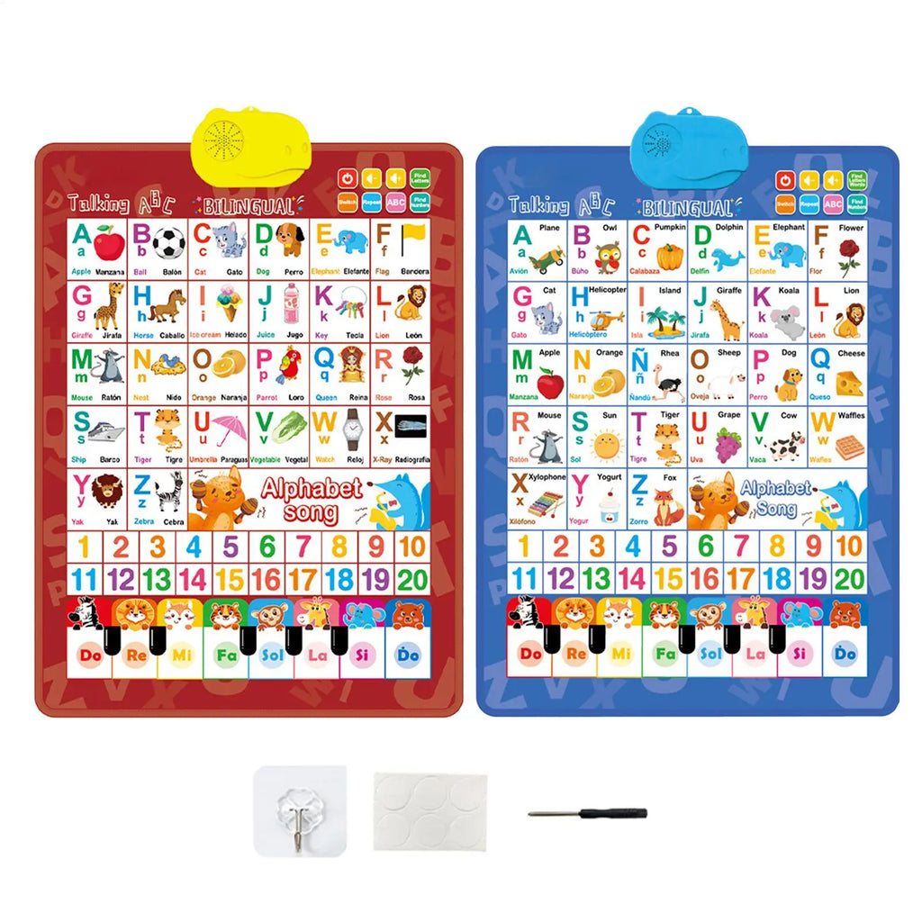 Bilingual Talking Wall Chart – English & Spanish Toddler Toy Educational Learning Toy Zpaxo