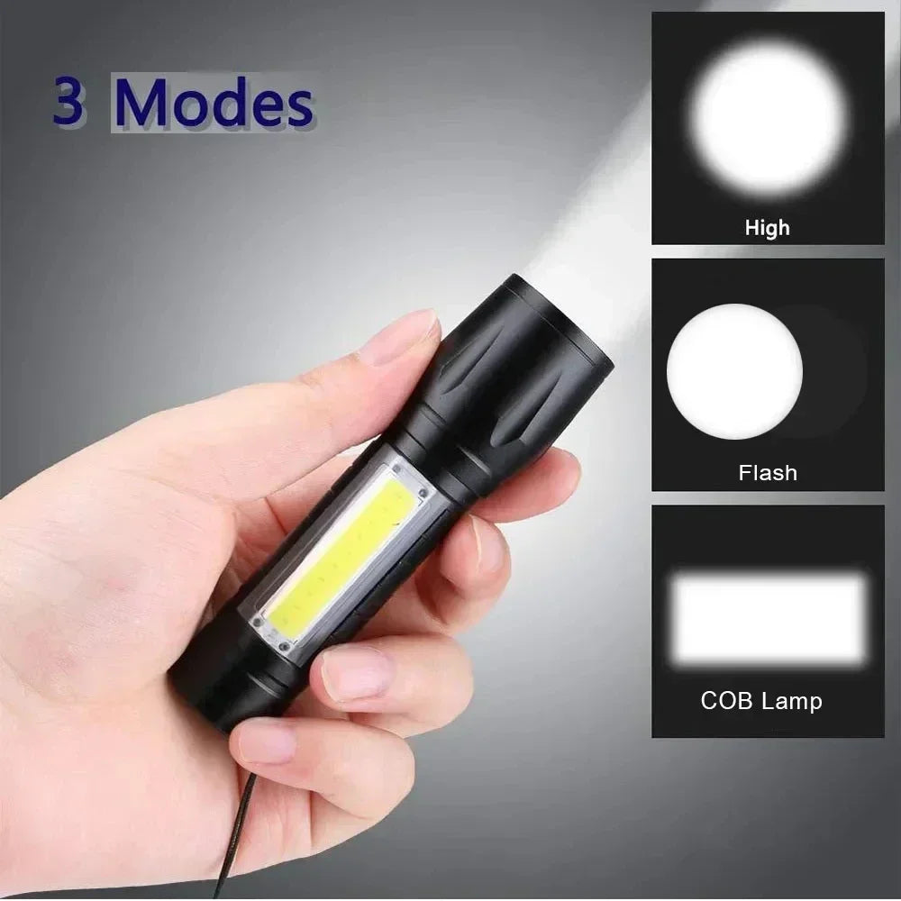 KDULIT Mini COB+LED Rechargeable Flashlight – 3 Modes, 800LM