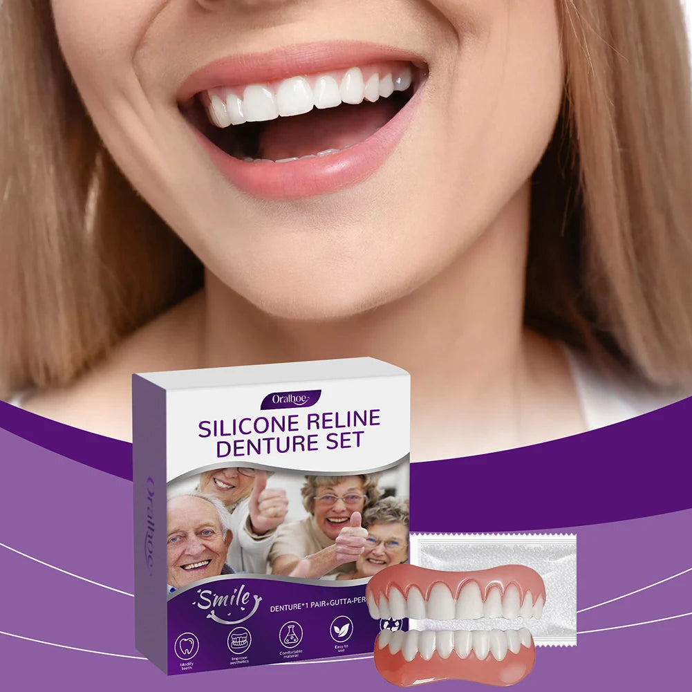 Silicone Reline Denture Soft Dentures False Teeth Upper Lower Men Zpaxo