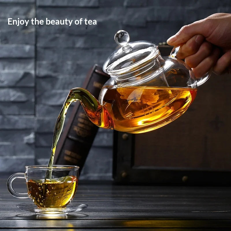 400/800/1000ml High Borosilicate Glass Tea Set, Including Flower Tea Pot, Complete Filtration and Brewing Tea Set Brewing Pot Zpaxo
