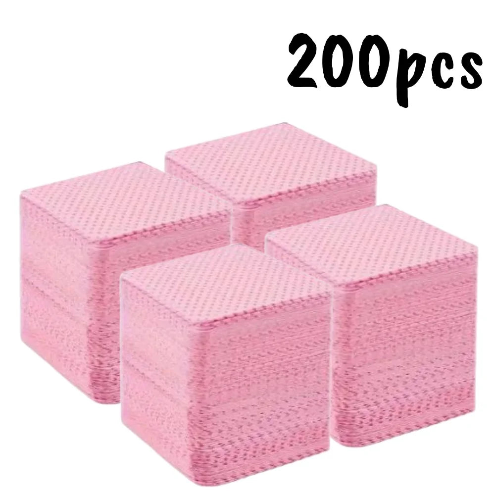 20-600pcs Lint-Free Nail Wipes Gel Cleansing Tissues Aluminum-Free Nail Polish Remover Pads for Nail Beauty Cleaning Care Tool Zpaxo 200pcs Pink Wipes