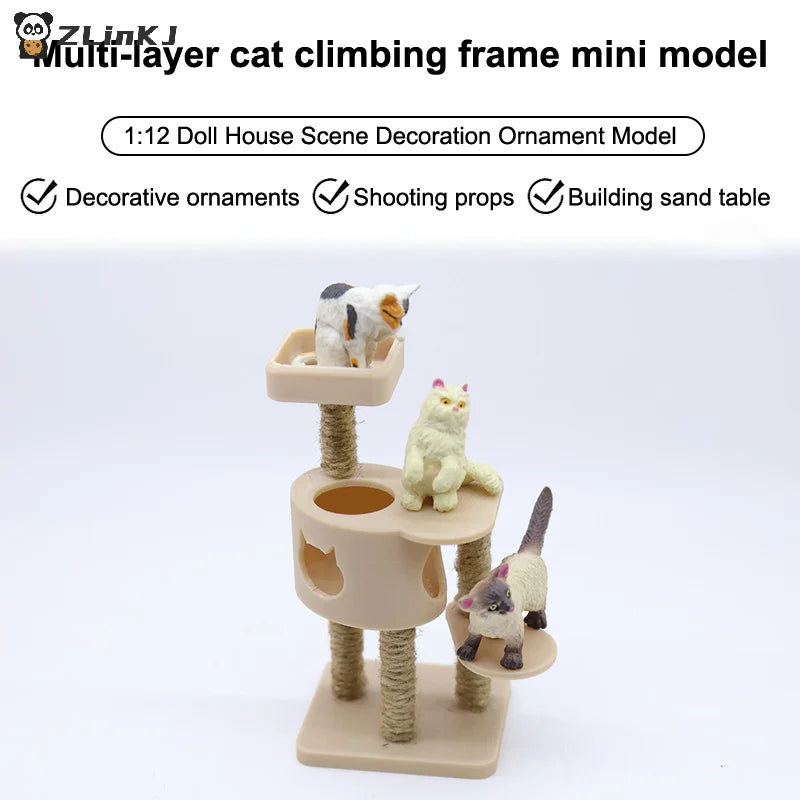 ▶1/12 Dollhouse Simulation Pet Cat Climbing Frame Model Dollhouse Miniature Furniture Accessories Micro Scene Construction Props Zpaxo