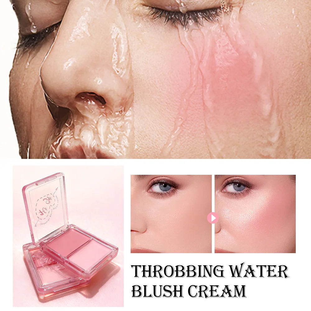 Dual Cream Blush Highlighter Buildable Pigment Dewy Cheek Face Glow Zpaxo