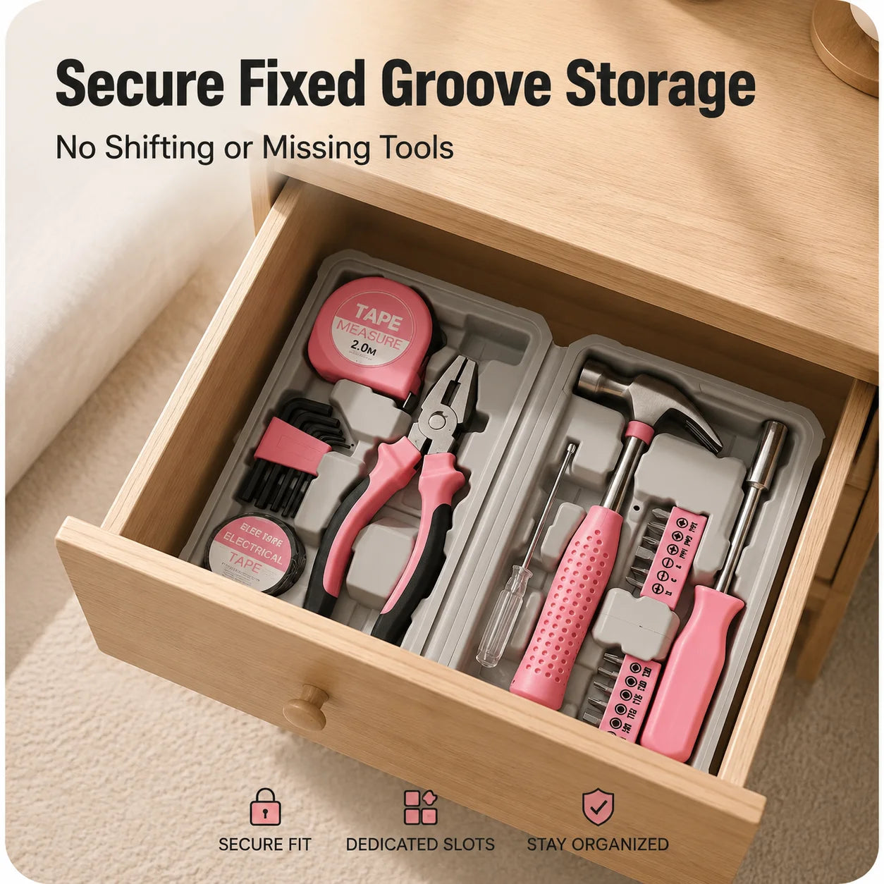 24pc Pink Tool Kit for Women Household Hand Tools Set with Portable Carrying Case Small Compact DIY Repair Toolbox for Home Gift Zpaxo