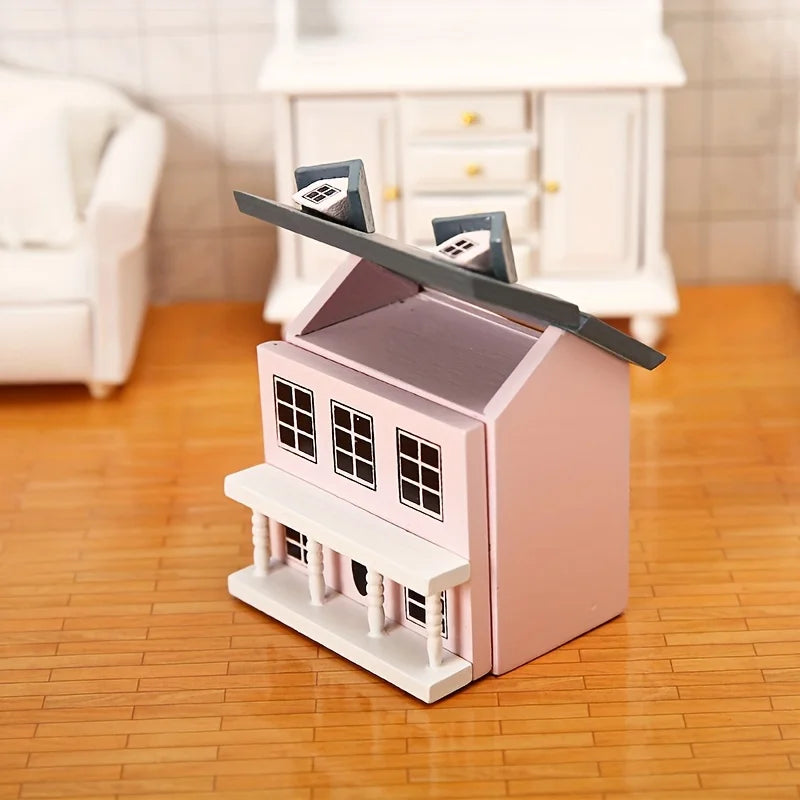 Mini Furniture Pink Blue Wall Grey Cute Pocket Villa Small House