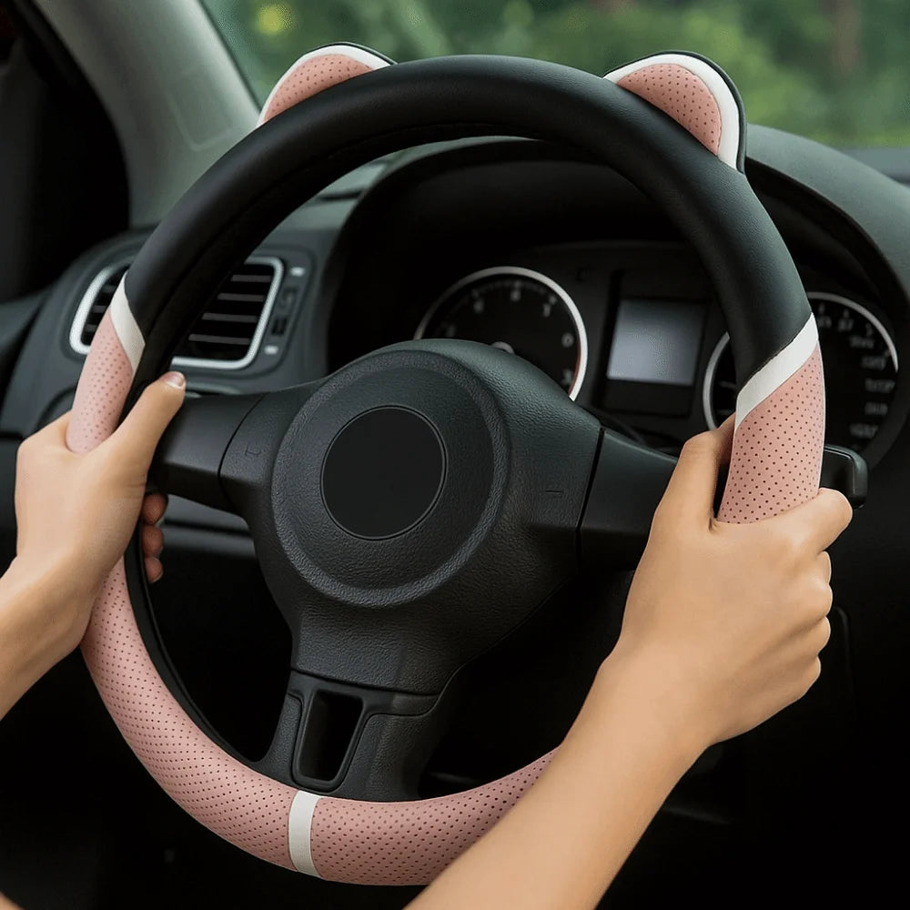 Universal Car Steering Cover 38cm Anti Slip Handle Cover Breathable Sweat Absorbing Steering Wheel Sleeve Zpaxo