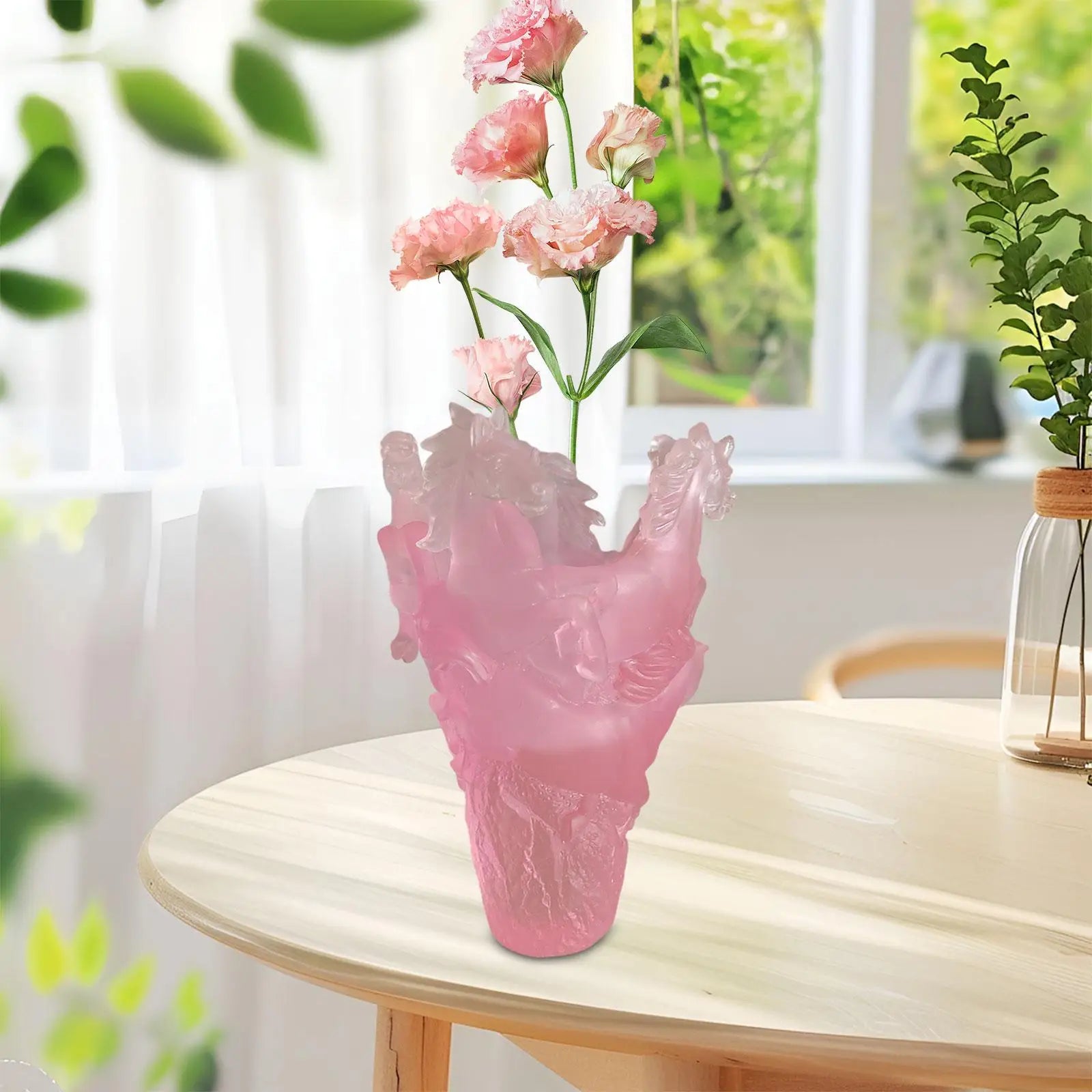 Multi-Horse Shaped Resin Flower Vase | Table Centerpiece Decor Decorative Resin Vase Zpaxo Pink