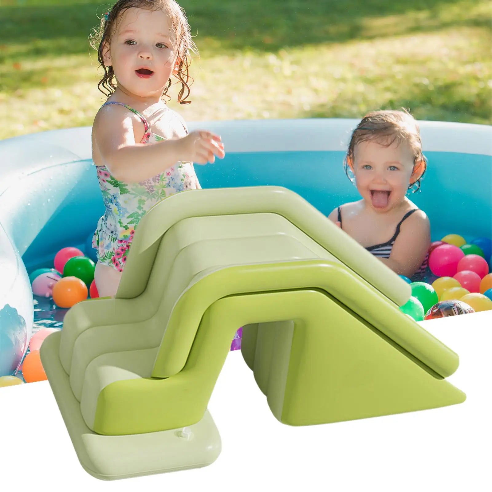 Blow Up Slide Foldable Pool Non-slip Family Gatherings Ramp Boy Girl Zpaxo