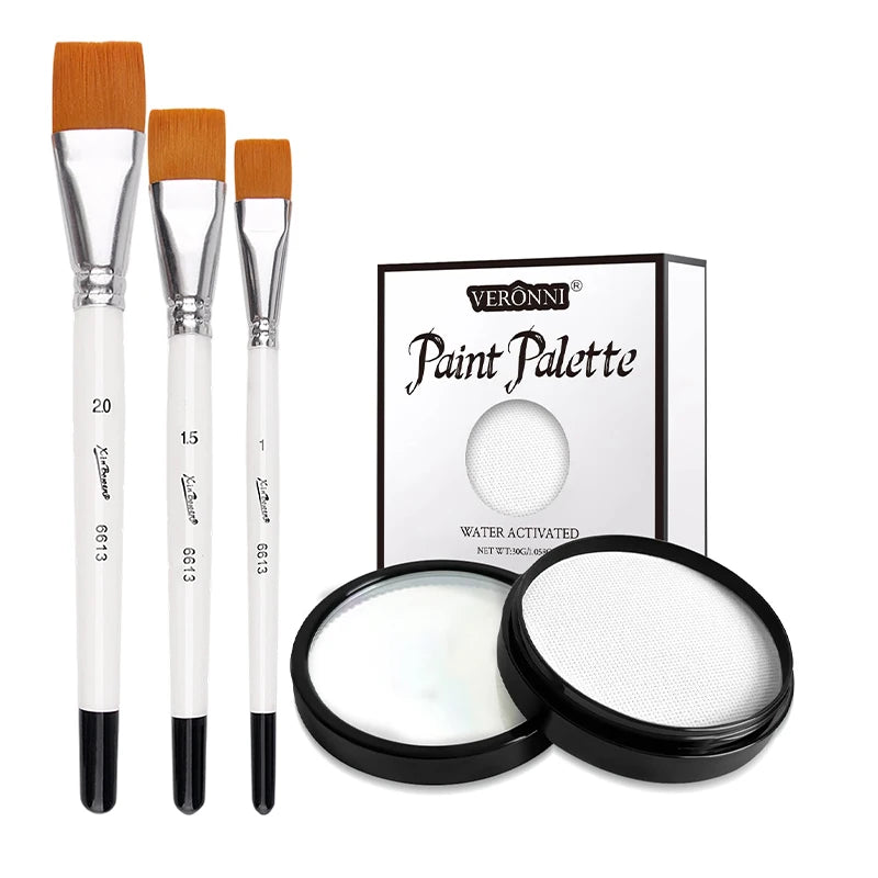 Face Body Painting Palette Non-toxic Safe Monochromatic Water Based Zpaxo 2pcs-white