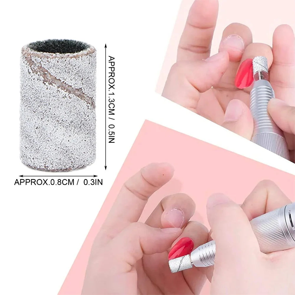 Professional White Nail Art Sanding Bands Cylindrical Drill Gel Zpaxo
