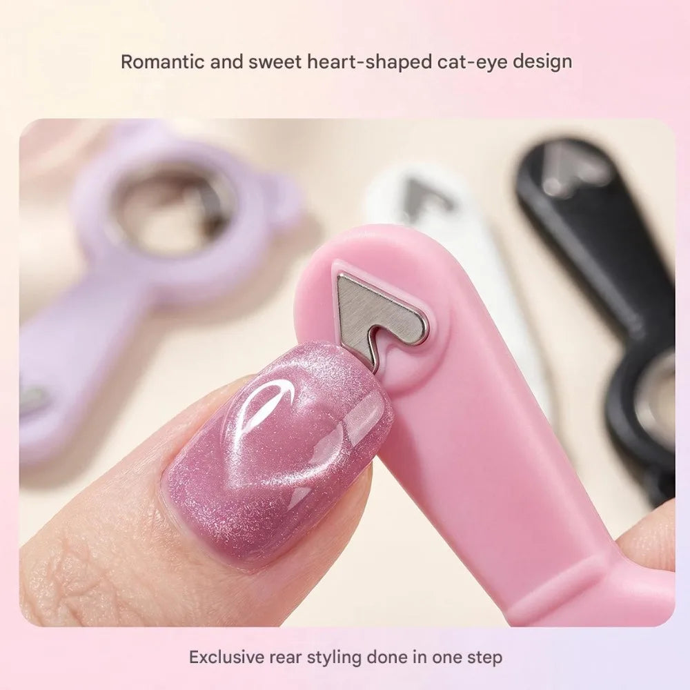 Dual-Head Silicone Bear Black Hole Cat Eye Magnet Dual Design Love Hollow Ring Shape Strong Magnetic Manicure Styling Tool Zpaxo