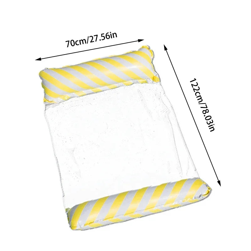 Foldable Striped Inflatable Lounge Chair, Suitable For Swimming Pool Parties And Beach Leisure Floating Beds With Net Backrest Zpaxo