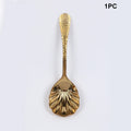 Stainless Steel Serving Spoon Elegant Shell Mixing Large Spoon Utensil Gold Silver for Home Party Restaurant Dining and Serving Zpaxo 1PC Gold