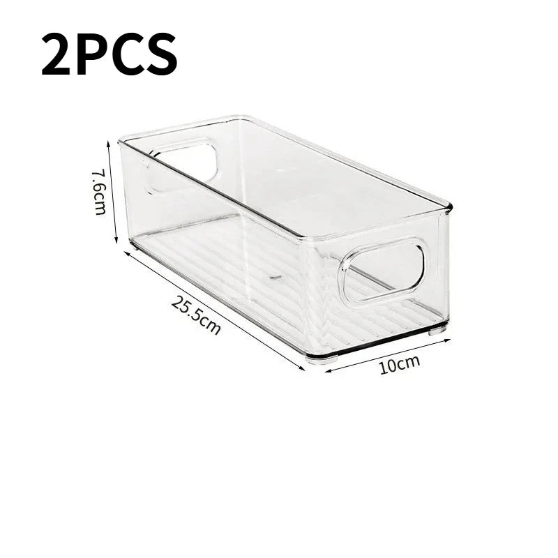 Clear Stackable Storage Organizer Box – Fridge, Kitchen & Desk Storage Organizer Box Zpaxo S 2PCS