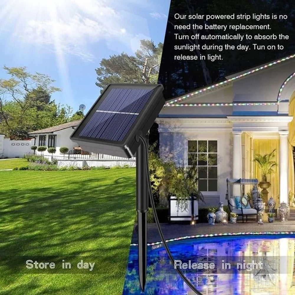 Solar Led Light Strips Outdoor Waterproof 8 Modes Garden String Zpaxo