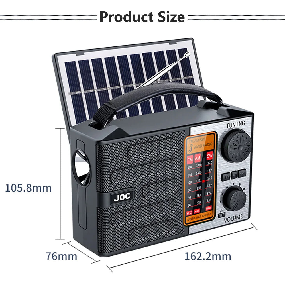 Portable Rechargeable FM AM SW Radio Outdoor Solar Full Band