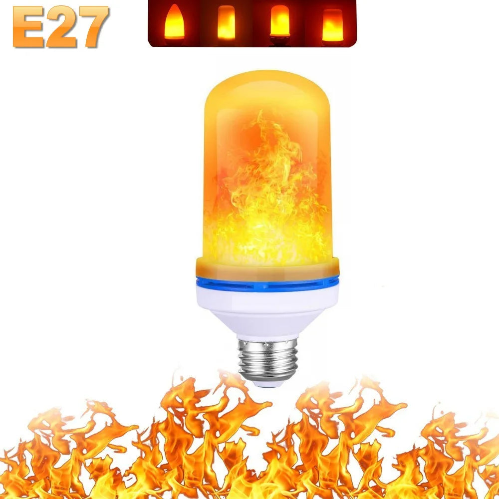 B22 E27 LED Flame Effect Light Bulb 4 Modes Flickering Fire Simulation for Party KTV Festival Garden Home Decor Outdoor Lighting Zpaxo E27 4Modes C