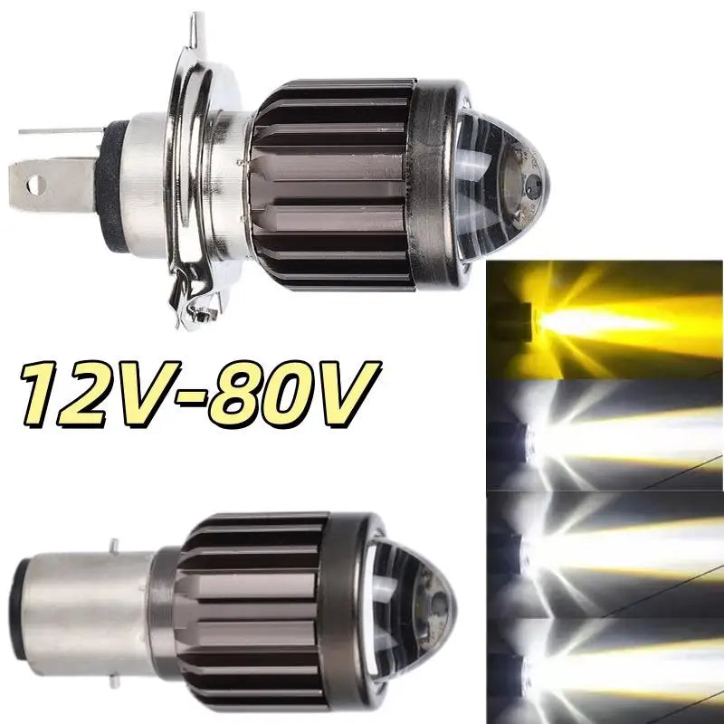 Motorcycle H4/BA20D LED Headlight Bulb – Dual Color, IP67