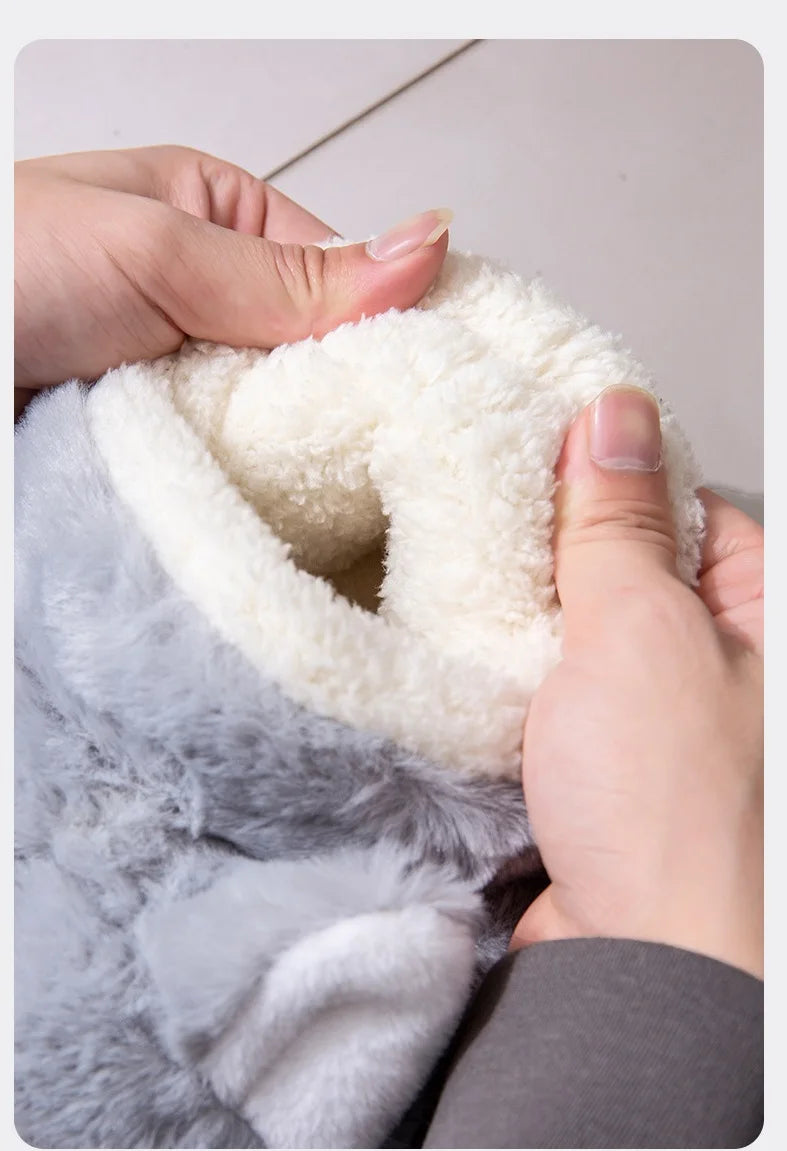 SHAJI Indoor Fluffy Slippers Women Men Winter Warm Shoes Cute Cartoon