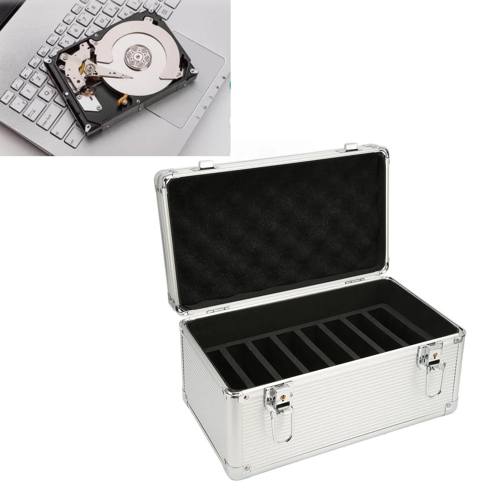Hard Drive Case Storage Box 14 Bays Double Lock Design