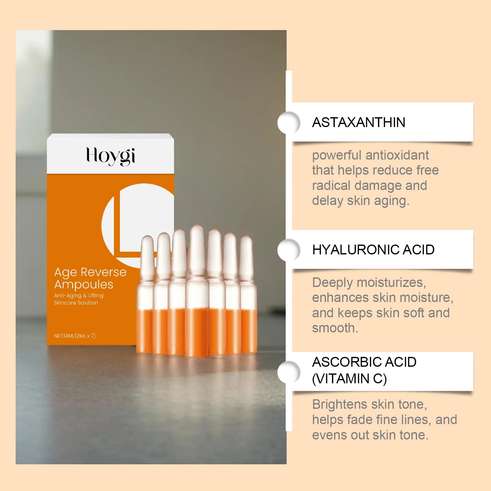 Astaxanthin Ampoule Essence Smoothing Wrinkle Tightening Fade Fine Lines Brighten Shrink Pores Moisturizing Face Care Essence Zpaxo