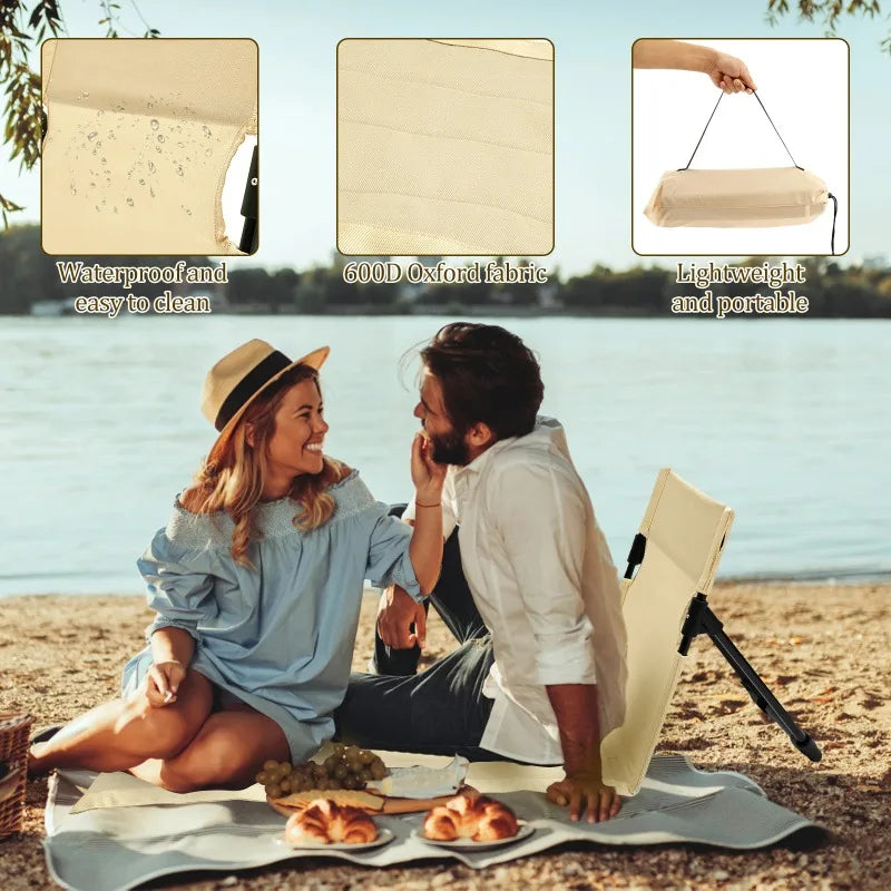 Outdoor Foldable Camping Chair Oxford Cloth Floor Garden Park Single