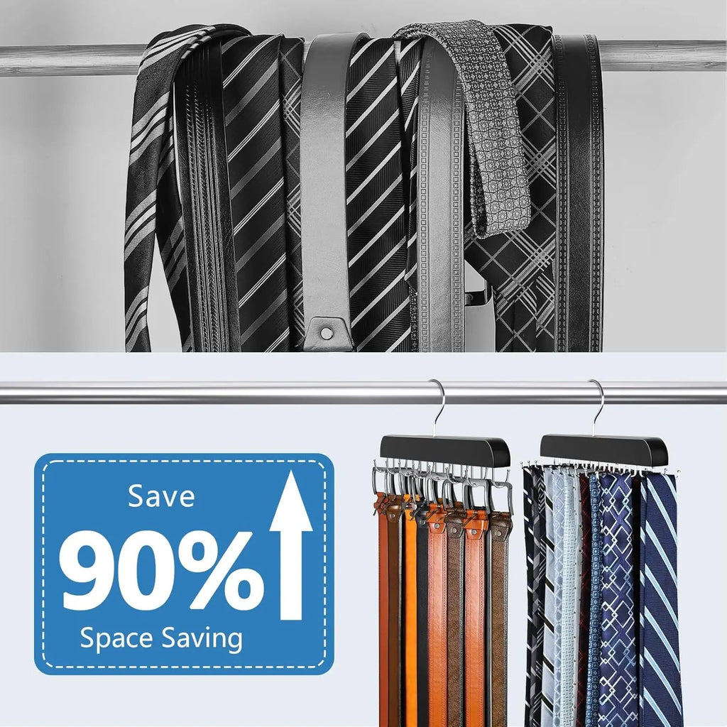2-Pack Belt & Tie Rack – 360° Rotating Closet Organizer