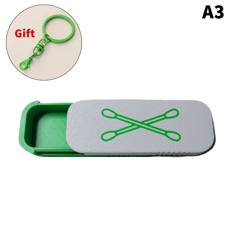 CMNew Mini Sliding Cotton Swab Storage Box Keychain Portable Case Zpaxo A3