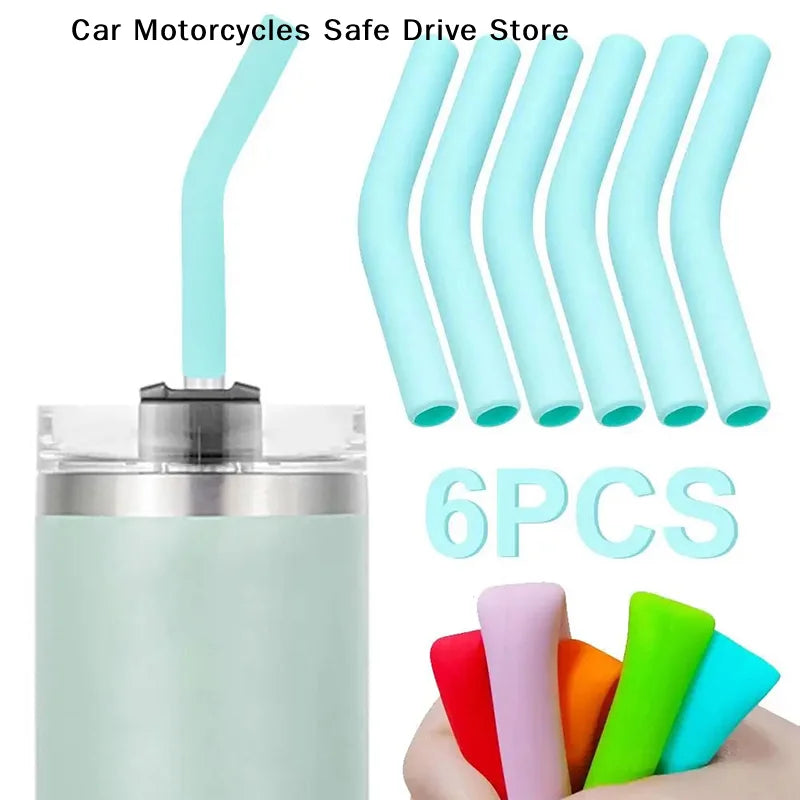 CM6pcs Straw Tip Cover Silicone Cap Protective Anti- Tongue