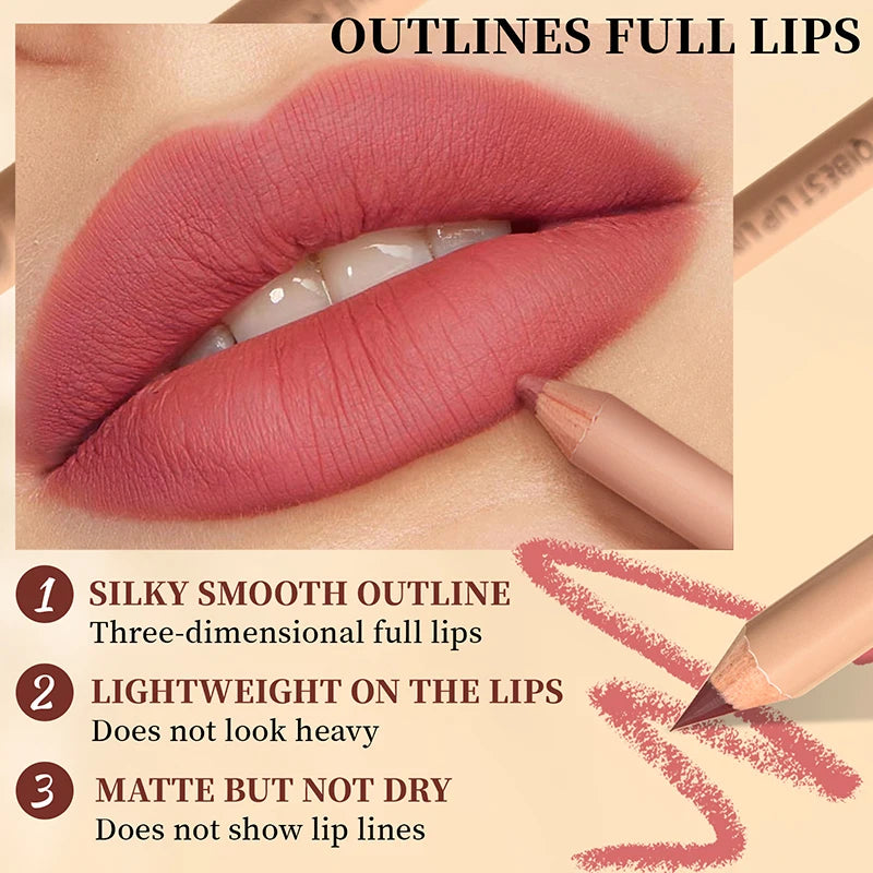 Matte Lipliner Smooth Easy Apply Non Smudging Fading Natural Makeup