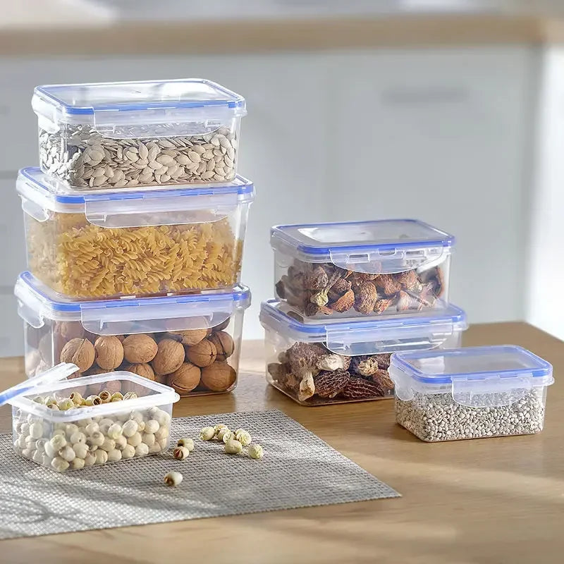 Kitchen Refrigerator Sealed Rectangular Refrigerator Storage Box with Lid Plastic Crisper Microwave-heated Lunch Box Storage Box Zpaxo