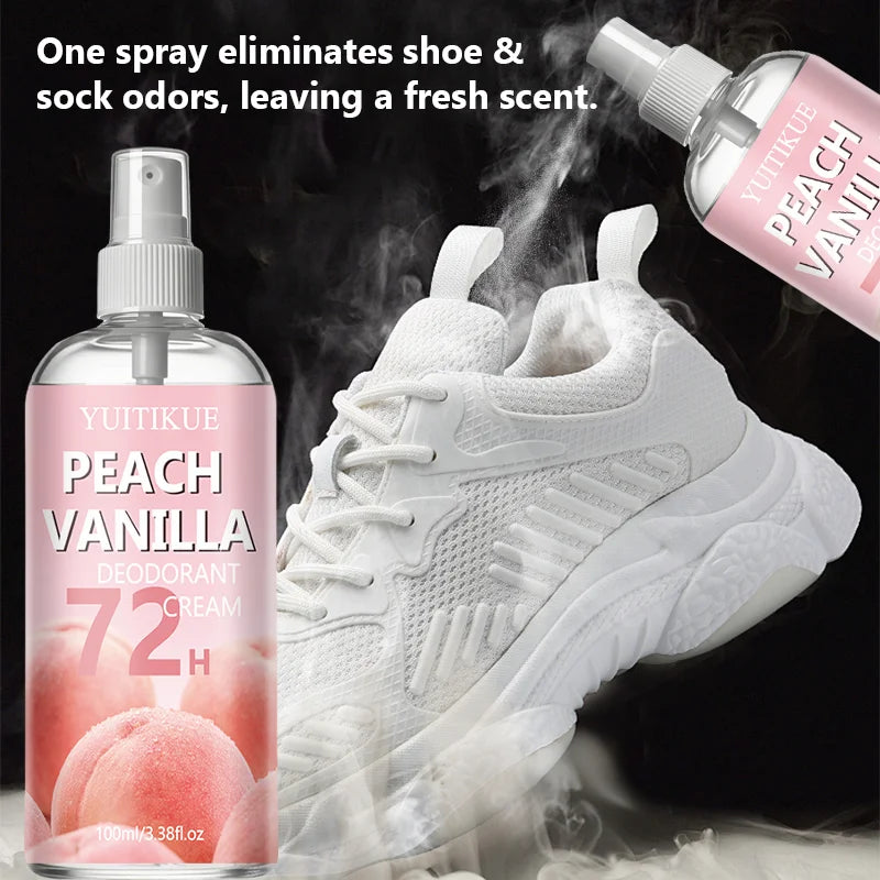 YUITIKUE Peach Vanilla Shoe Odor Eliminator Spray 100ml Shoe Deodorant Spray Zpaxo