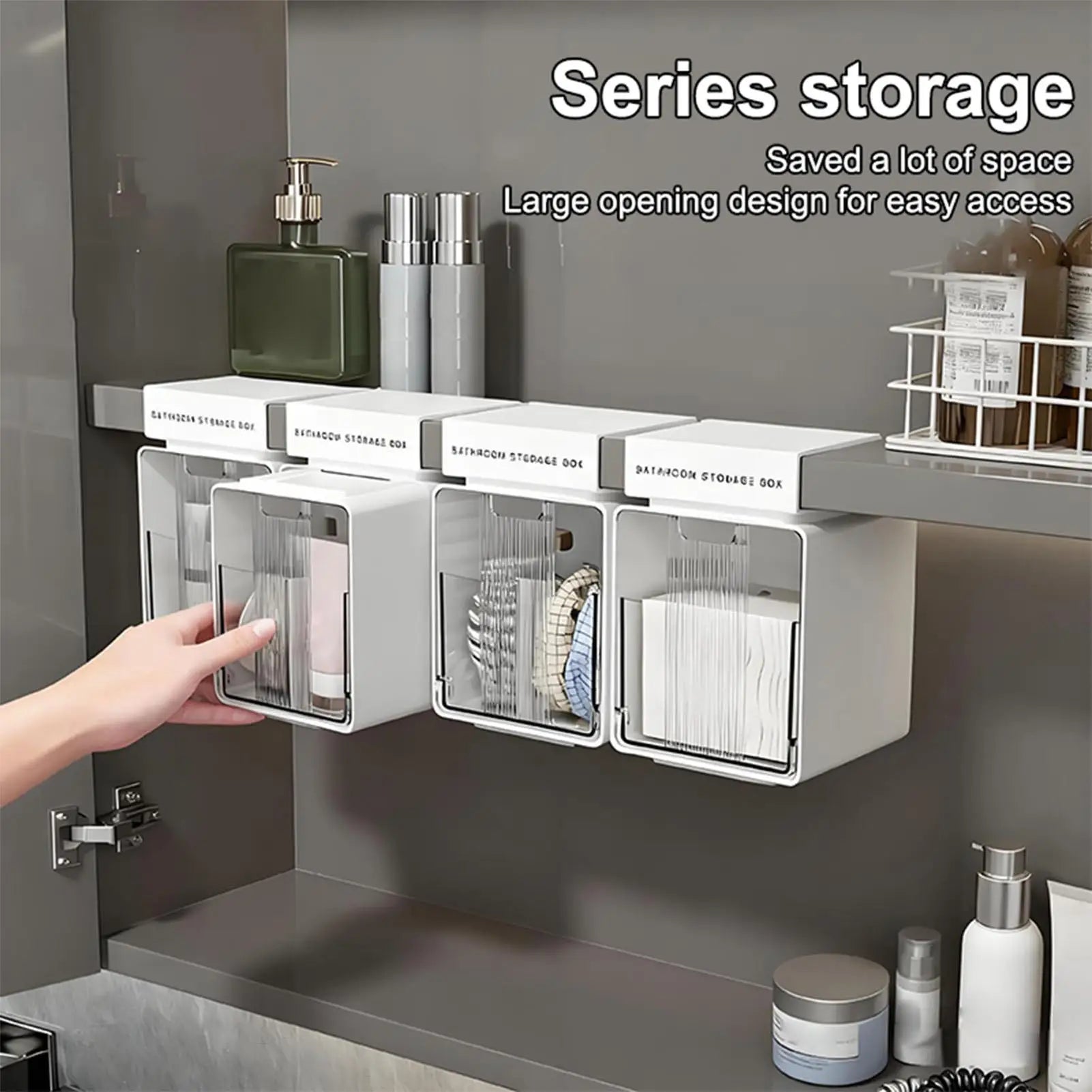 Under Cabinet Drawer Dustproof Divided Clear No Drilling Pull-out