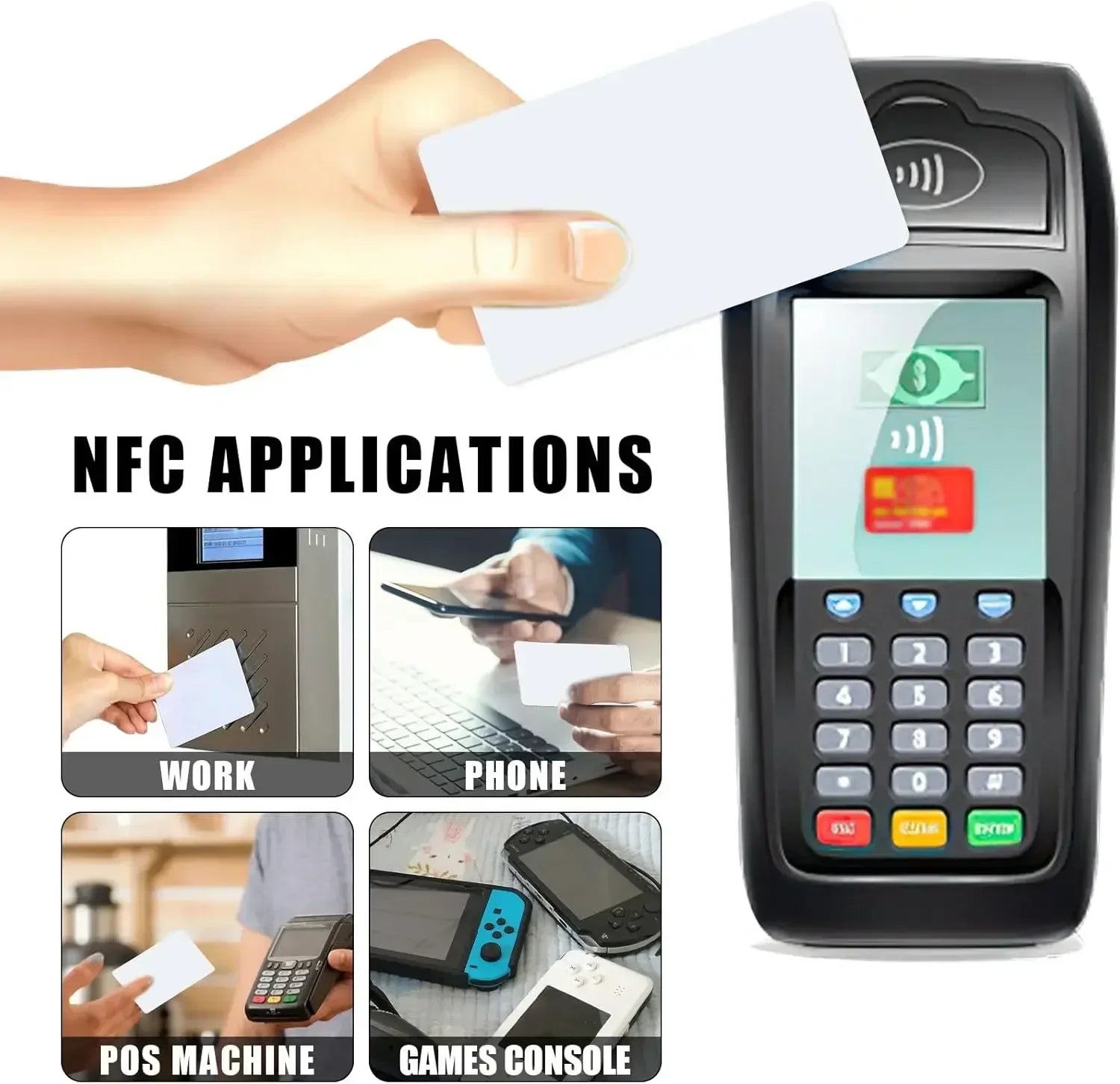 5- NFC215 Black Cards Rewritable NFC Ntag215 PVC Blank Easy Zpaxo