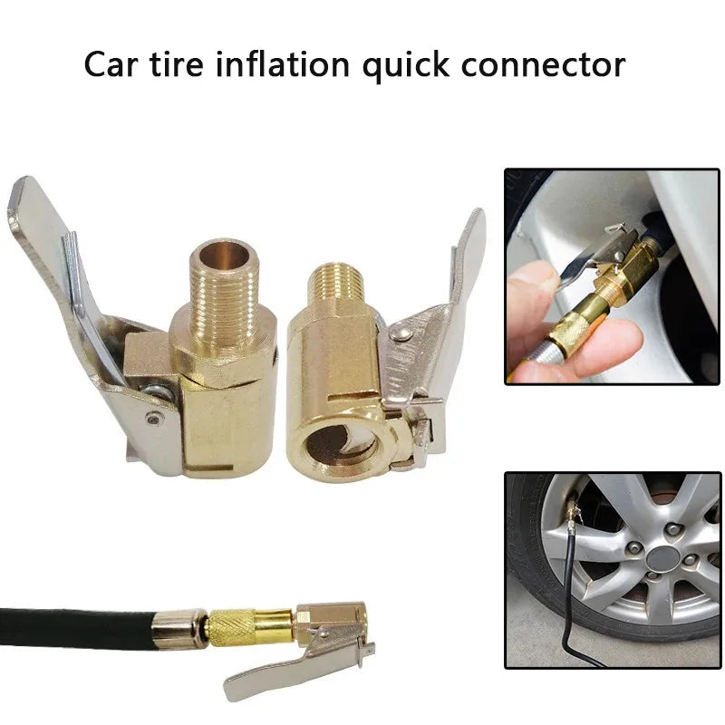 Brass Clip-On Tire Air Chuck Valve Connector – 1/2/4 Pack
