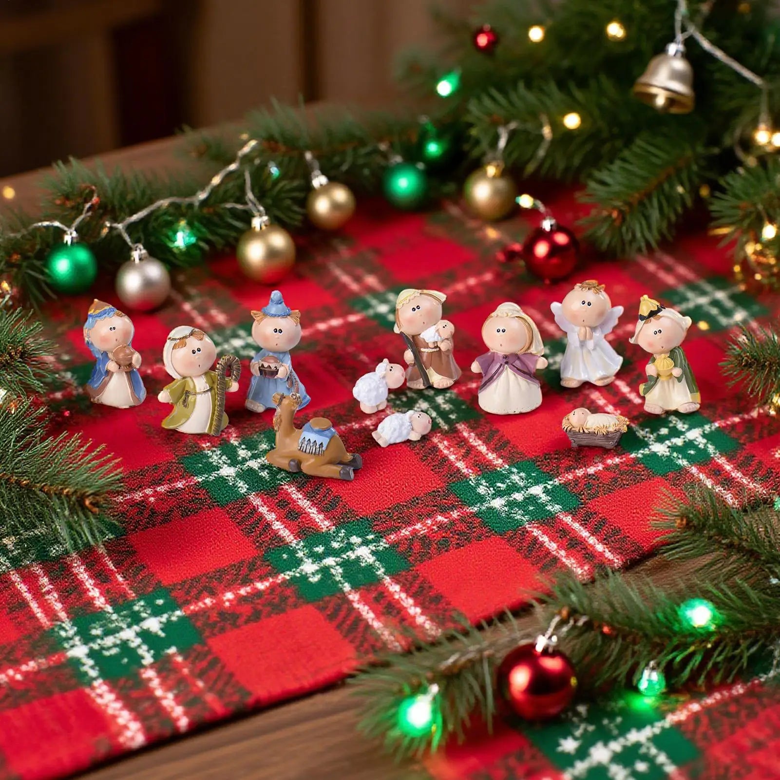 Christmas Nativity 11 Miniature Scene Figures Home Decor Indoor
