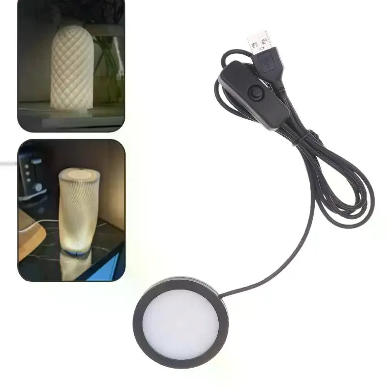 Bamboo Led Light Parts DIY Model Warm White Neutral Black USB Round Zpaxo