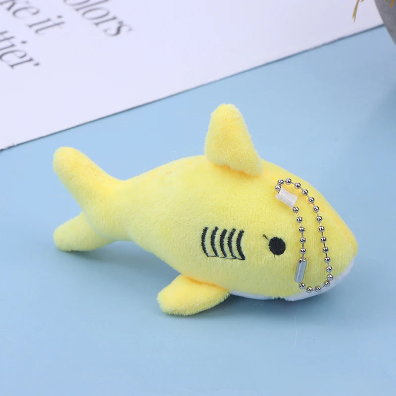 Cute Cartoon Stuffed Plush Shark Pendant Key Chain Ring Doll Toys Zpaxo Yellow