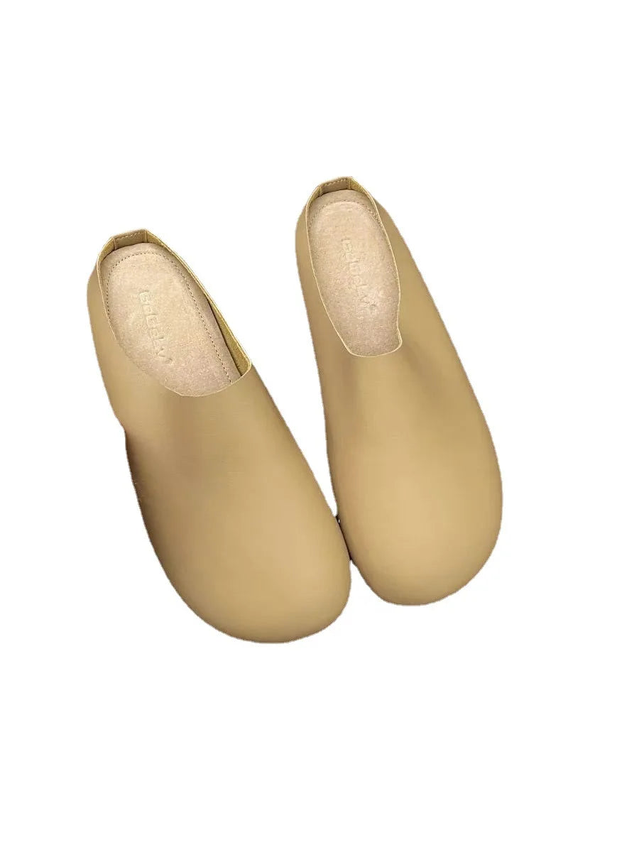Elegant Women Mules Shoe Solid Leather Summer Slippers Outdoor Casual Zpaxo
